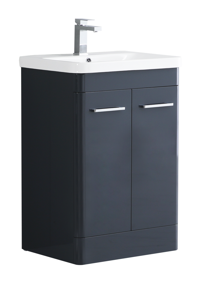 Camber 600mm Waterproof Curved Door PVC Vanity Unit and Basin