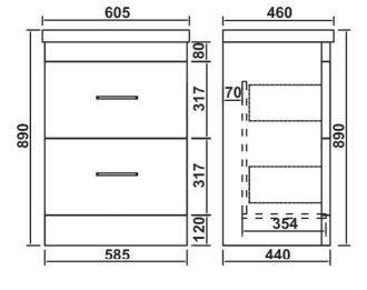 Camber 600mm Waterproof Curved Door PVC Vanity Unit and Basin