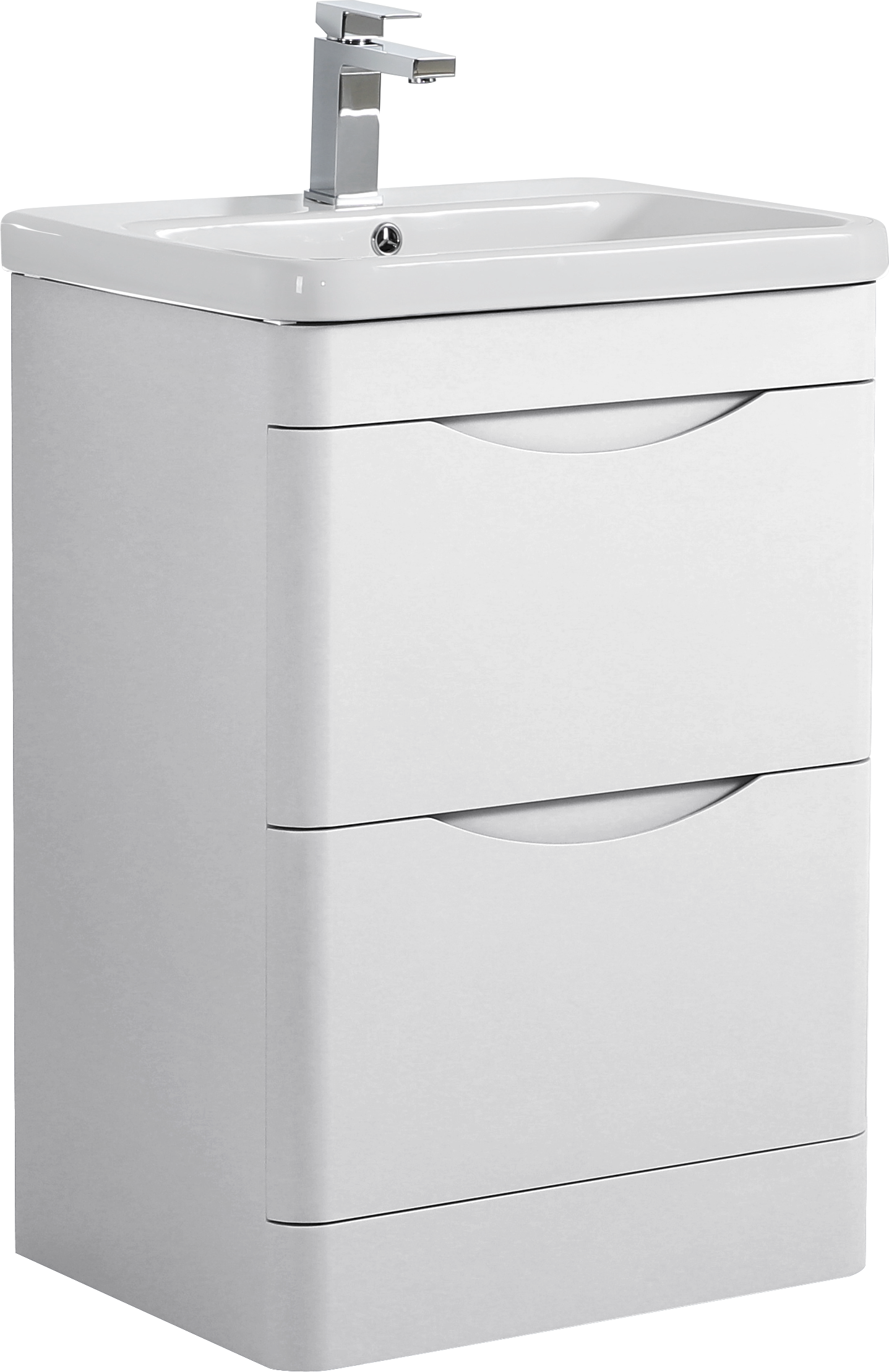 Radius 600mm Waterproof Curved Handleless Drawer PVC Vanity Unit and Basin