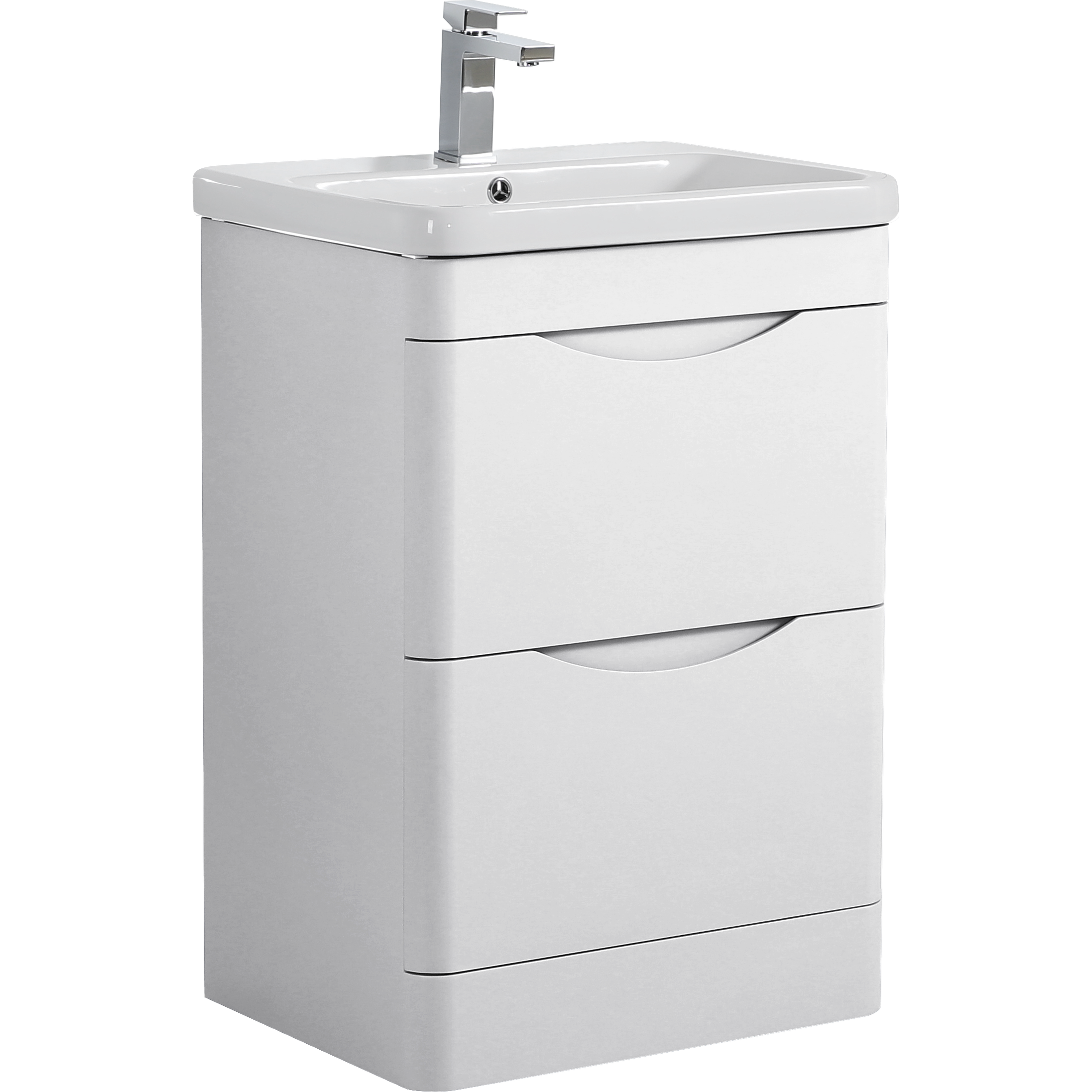 Radius 600mm Waterproof Curved Handleless Drawer PVC Vanity Unit and Basin
