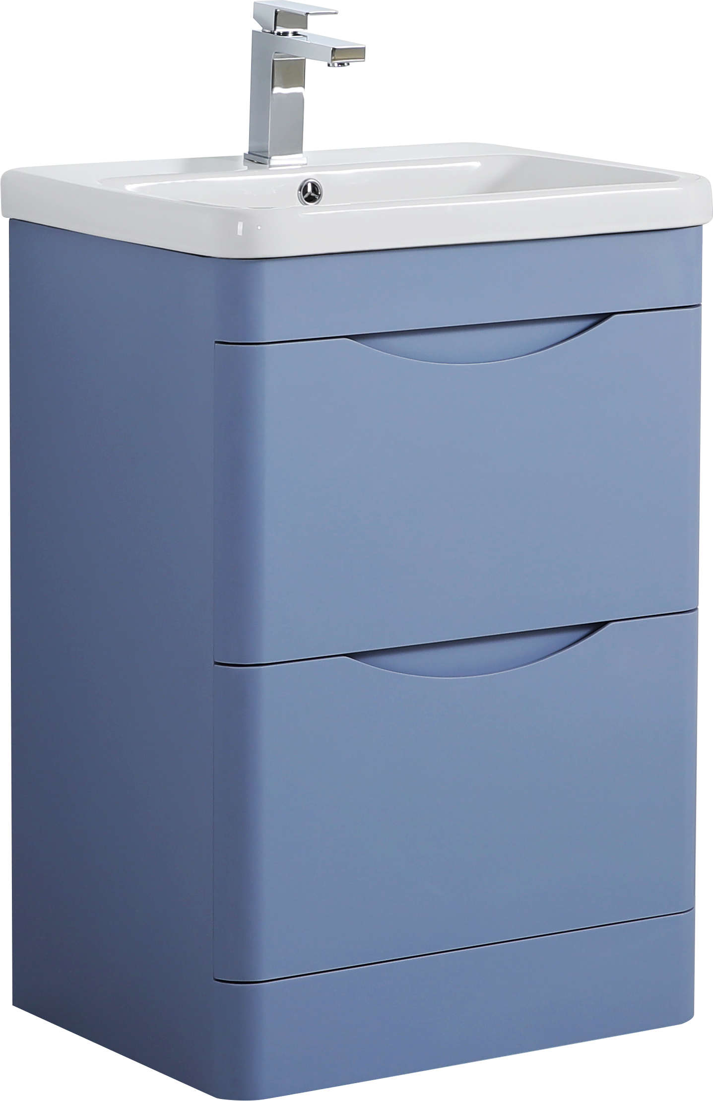 Radius 600mm Waterproof Curved Handleless Drawer PVC Vanity Unit and Basin