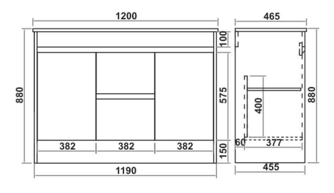 Monza 1200mm Waterproof PVC Vanity Unit and Double Bowl Basin