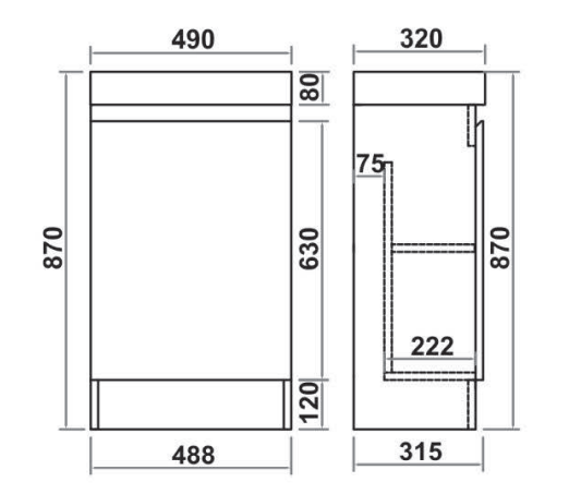 Monza 490mm Waterproof PVC Vanity Unit and Basin