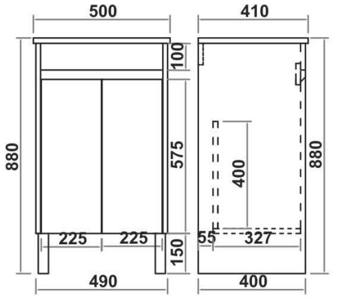 Monza 500mm Waterproof PVC Vanity Unit and Basin