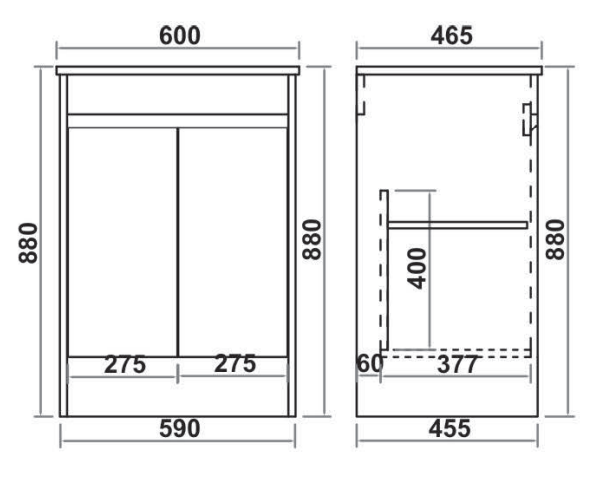 Monza 600mm Waterproof PVC Vanity Unit and Basin