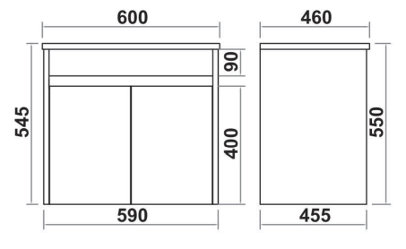 Monza 600mm Wall Hung Waterproof PVC Vanity Unit and Basin