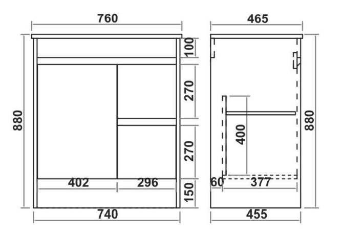 Monza 750mm Waterproof PVC Vanity Unit and Basin