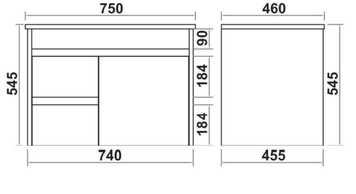 Monza 750mm Wall Hung Waterproof PVC Vanity Unit and Basin