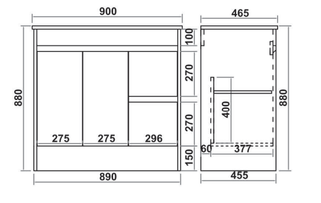 Monza 900mm Waterproof PVC Vanity Unit and Basin