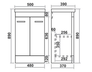 Camber 500mm Waterproof Curved PVC Vanity Unit and Basin
