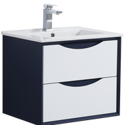 Contrast 600mm Wall Hung Waterproof PVC Vanity Unit and Basin Two Drawer