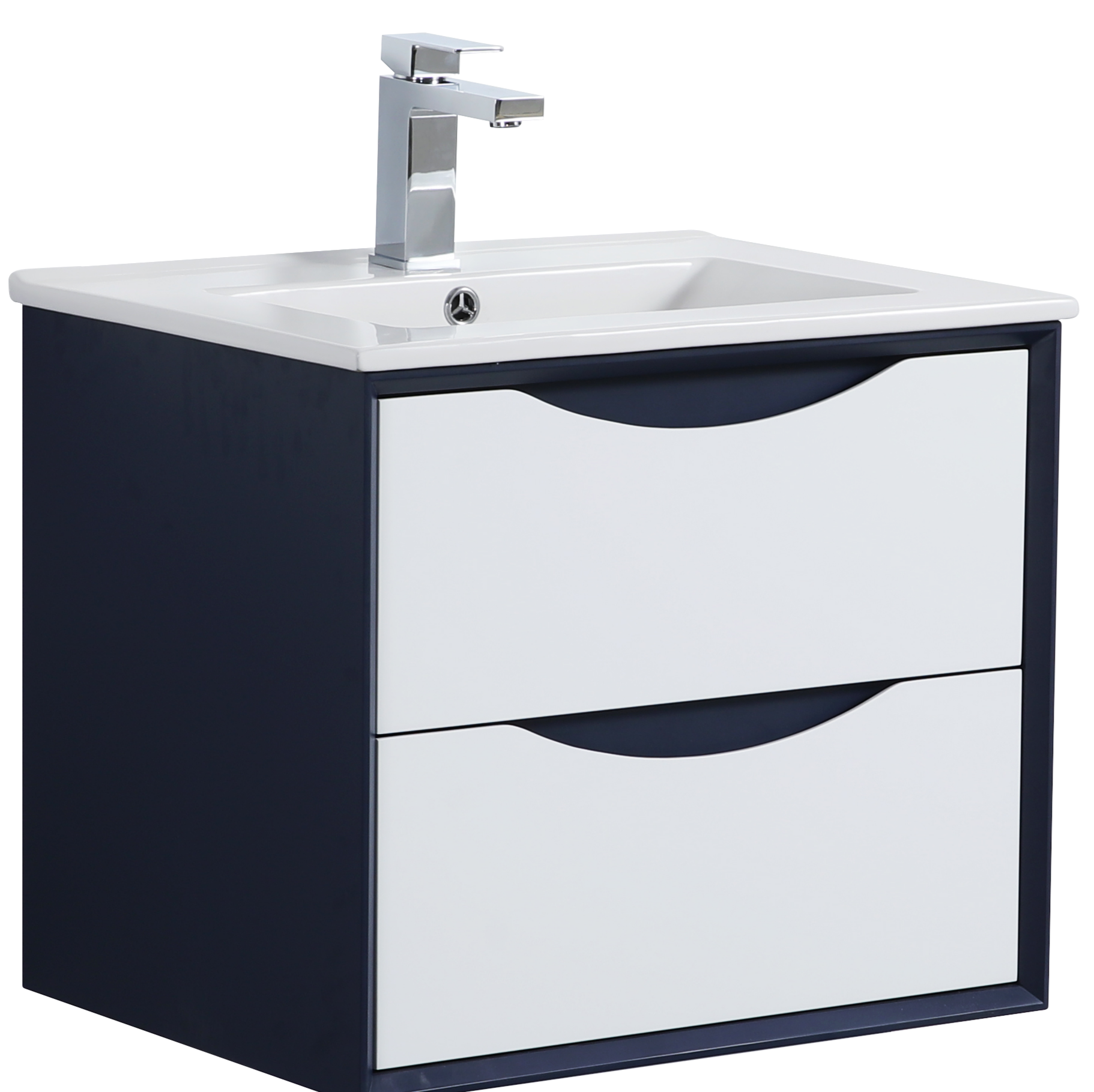 Contrast 600mm Wall Hung Waterproof PVC Vanity Unit and Basin Two Drawer