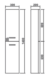 Camber 300mm Wall Hung Tall Boy Curved Waterproof Storage Unit