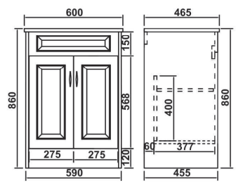 Alfred 600mm Traditional Waterproof PVC Vanity Unit and Basin