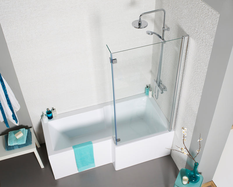1700 x 850 L Shaped Shower Bath Bundle