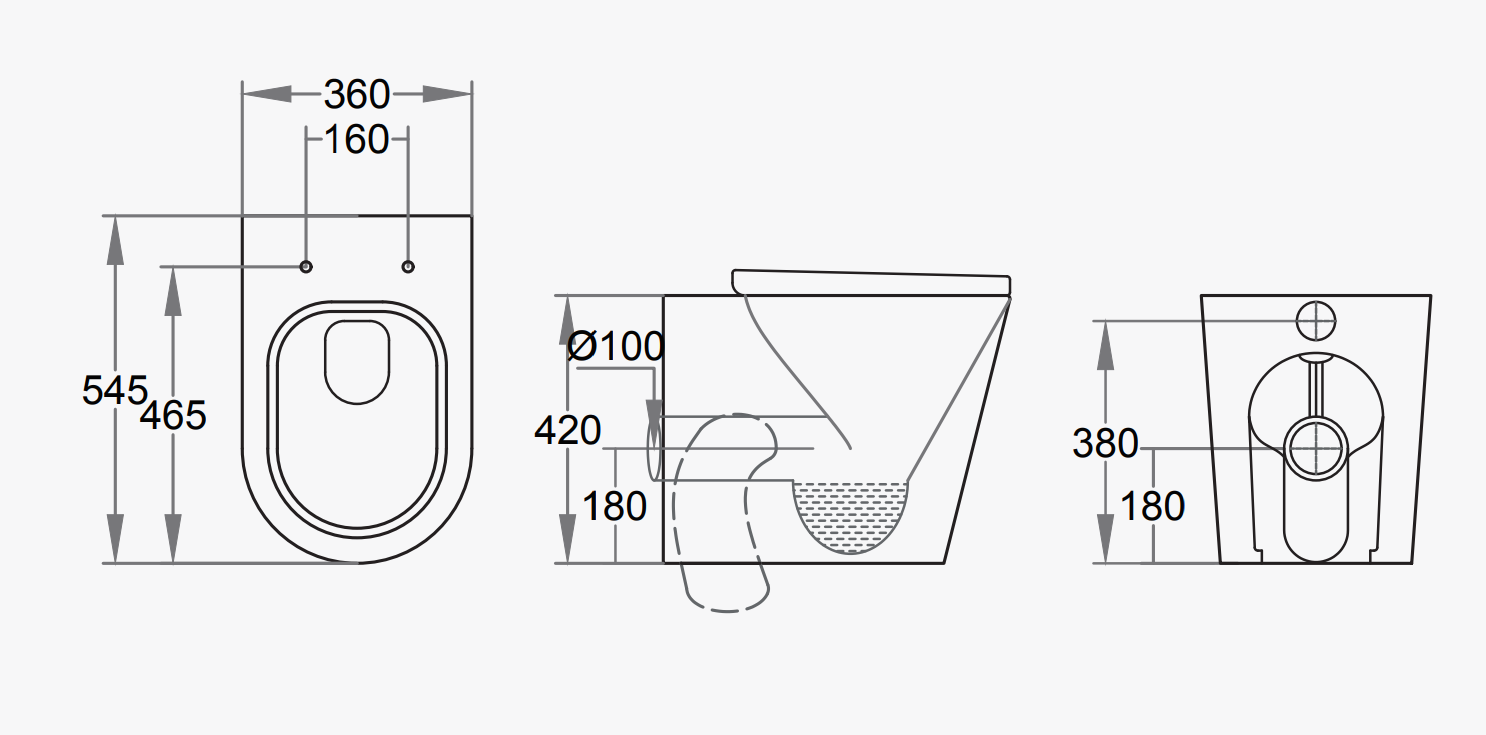 Round Back to Wall Pan Short Projection