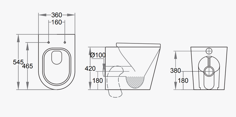 Round Back to Wall Pan Short Projection