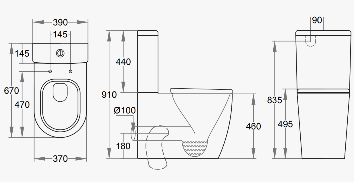 Comfort Height Close Coupled Toilet Dimensions