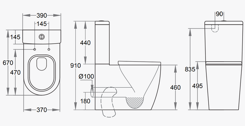 Comfort Height Close Coupled Toilet Dimensions