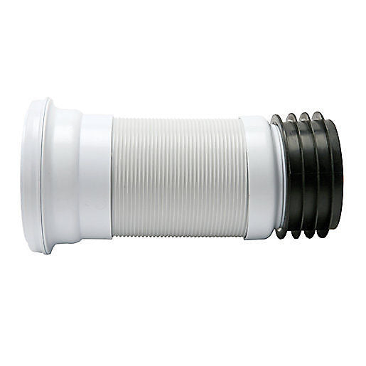 4" PVC WC Flexible Toilet Long Waste Connector Expandable 350mm to 900mm
