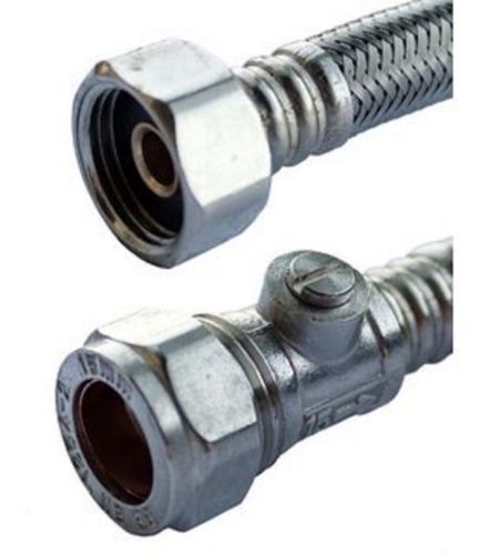 300mm Flexi Isolation Pipe Tap Connector Hose 1/2″ x 15mm Bore